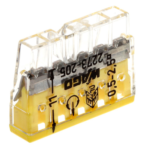 ZŁĄCZKA INSTALACYJNA WTYKOWA 5x 2,5 PRZEZROCZYSTA / ŻÓŁ