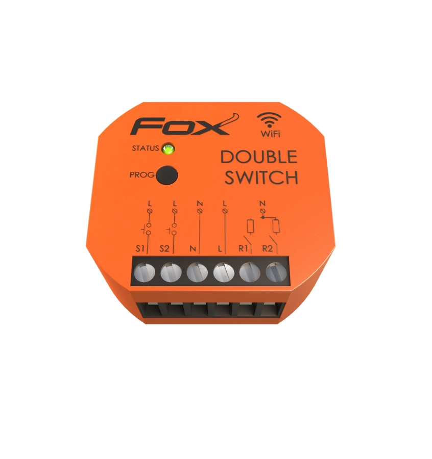 PRZEKAŹNIK DWUKANAŁOWY WI-FI 230V F&F WI-R2S2-P FOX PRZEKAŹNIK DWUKANAŁOWY WI-FI 230V F&F WI-R2S2-P FOX