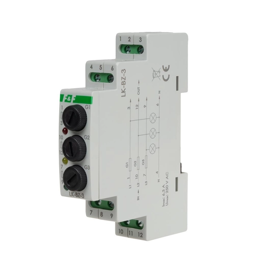 LAMPKA SYGNALIZACYJNA 3P 3KOLOROWA 230V + 3 GNIAZDA BEZPIECZNIKOWE 1szt. F&F LK-BZ-3K