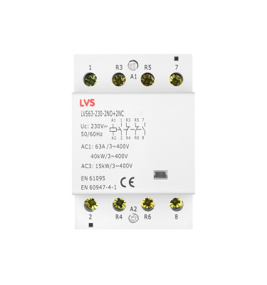 STYCZNIK MODUŁOWY 63A 230V AC 2NO 2NC 1szt. LVS