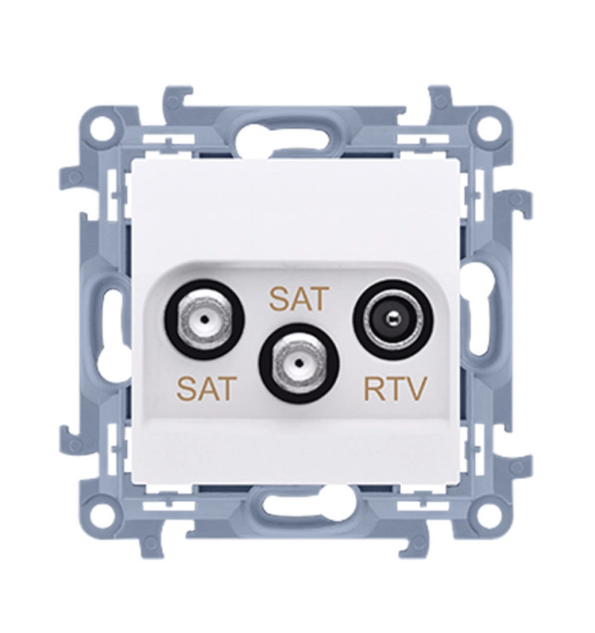 MECHANIZM GNIAZDA PT R-TV+SAT+SAT KOŃCOWE 1,5dB BIAŁY Z PLAKIETKĄ IP20 SIMON