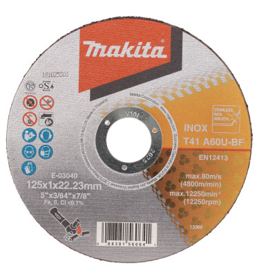 TARCZA TNĄCA DO METALU PŁASKA FI125mm-22mm GR1,0mm 12500obr-min 1szt. MAKITA