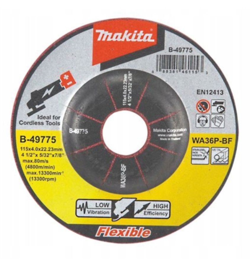 TARCZA SZLIFIERSKA FI115-22,23mm GR4mm ELASTYCZNA WA36P 1szt. MAKITA