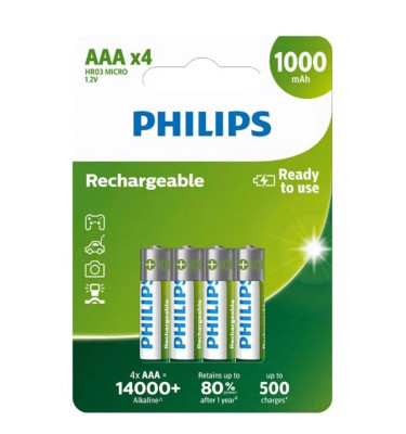 AKUMULATOR Ni-Mh AAA (R03) 1000mAh 1,2V DC PHILIPS R03B