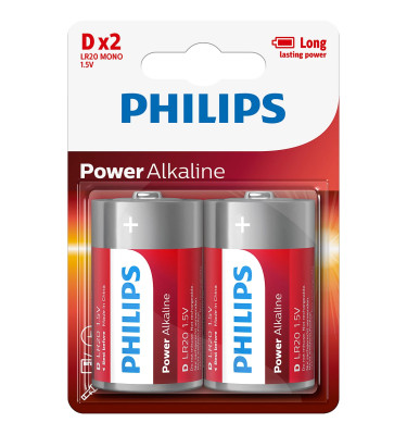 BATERIA ALKALICZNA D (R20) 1,5V DC BLISTER2SZT PHILIPS