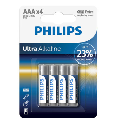 BATERIA ALKALICZNA AAA (R03) 1,5V DC BLISTER4SZT PHILI